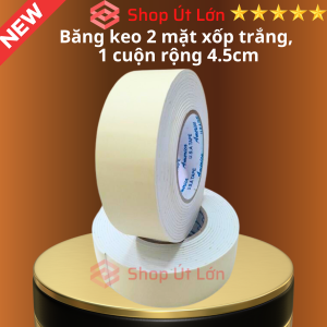 1 Cuộn Băng keo 2 mặt xốp trắng rộng 45cm - dày 3mm - dài 6 mét lõi giấy 3mm