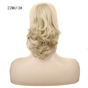 YJFUY 12 Inch Ponytail Hair Extensions Synthetic Claw Clip Ponytail Hairpiece Heat Resistant Fiber Fake Short Curly Pony Tail Hair for Women