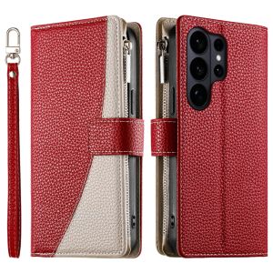 Case For Samsung Galaxy S26 S25 S24 S23 S22 S21 Ultra / S26 S25 S24 S23 S22 S21 Plus / S23 S21 S20 S24 S25 S26 FE Magnetic Leather Color Splicing Wallet Card Slot Flip Cover Casing