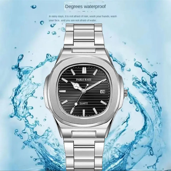 PABLO%20RAEZ%20Latest%20Model%202755%20Waterproof%20Business%20Style%20Square%20Men's%20Watch%20With%20Steel%20Band%20Calendar%20-%20Image%202