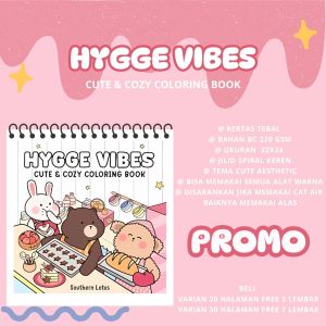 Hygge Vibes Cute & Cozy Coloring Book Buku Mewarnai Anak Dewasa Healing Therapy Aesthetic Kertas Super Tebal