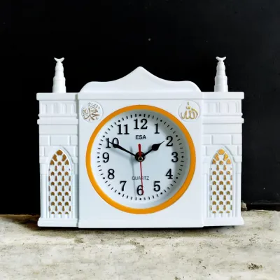 ESA Jam Dinding Bunyi Adzan Tiap Jam Bentuk Kabah Masjid Warna Putih