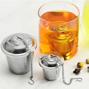 QUA with Hanging Hook Stainless Steel Tea Infuser Fine Mesh Extended Chain Tea Leaves Strainer Portable Food Grade Loose Tea Separation Basket Kitchen