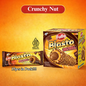 [15pcs] Fullo Blasto Choco Wafer Roll Caramel Wafer Coklat Karamel Kenyal Crunchy Chocolate Snack