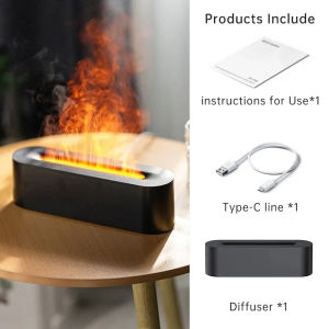 Flame Aroma Diffuser Humidifier Aromatherapy Purifier USB Desktop Simulation Light Atmosphere Lamp Air for Bedroom With 7 Colors