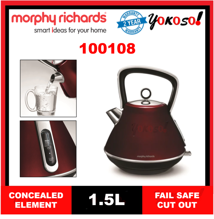 Morphy Richards 100108 1.5L Evoke Pyramid Cordless Kettle Red Lazada