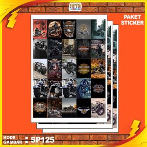 GAMBAR STICKER HARLEY DAVIDSON / STIKER HARLEY DAVIDSON / PAKET STIKER HARLEY DAVIDSON PER 25 PCS / KODESP125