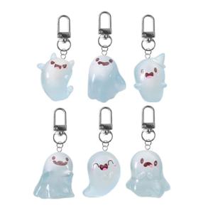 Set of 6 Fashionable Night Light Specter Keychain Phantoms Shaped Backpack Charm Pendant Halloween Themed Accessory