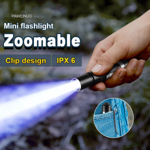 Lentera Kepadaman Zoomable Waterproof Multifungsi dengan Clip - Baterai AAA Tahan Lama