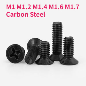 M1 M1.2 M1.4 M1.6 M1.7 Black Carbon Steel Cross Phillips Flat Countersunk Head Screw Bolt