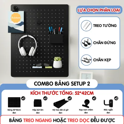 Pegboard Dola Home Setup Full KIM LOẠI không khoan tường để bàn phím tai nghe đồ dùng làm việc...