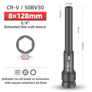 HOHODALINK Mata Kunci Shock Cover kunci shock panjang 8-10mm Extra Panjang Hex Socket Head Adapter Mata Kunci Shock impact Extra Panjang