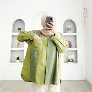 GIARA SHIRT - FLOTTILICIOUS / kemeja jumbo wanita / fashion outfit / baju oversize / kemeja big size / bahan linen / fashion outfit / korean style