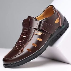 Free Shipping Summer Hollow-Out Sandals MenS Casual Breathable Soft-Soled And Soft-Faced Clogs Suitable For Middle-Aged And Older Men And For Business Settings