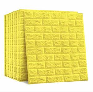 [ PAKET 10 LEMBAR ] Wallpaper 3D Foam Batu Bata / Sticker Dinding Timbul Warna KUNING
