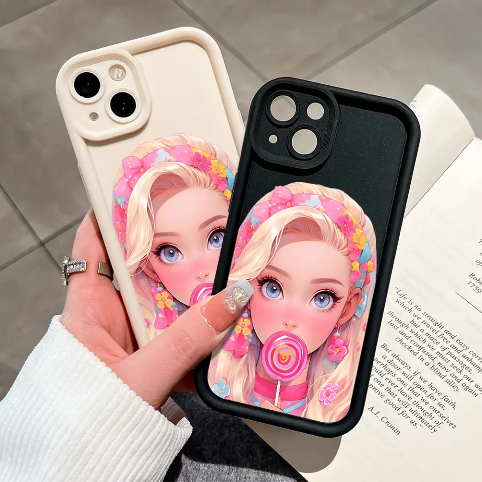 Hontinga Pink Lollipop Barbie Case For iphone 15 Pro Max 11 12 13