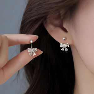 Hollow Bow Lace Heart Screw Buckle Puncture Stud Earrings for Women Fashion Earrings