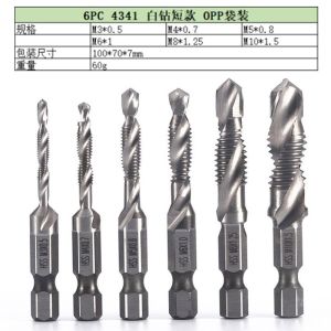 Mata Bor 6PCS Pembuat Ulir Drat Drill Tap Set Hex Twist Spiral Tapper Baut Bit Drilling Tapping Deburring