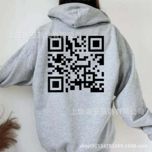 ＜1220＞ F**k You QR Code Hoodie Áo Hoodie Mã Hai Chiều Lót Nhung Cùng Kiểu Cỡ Lớn Cho Nam Và Nữ