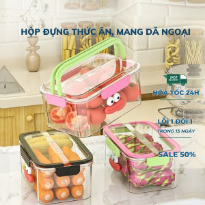 Hộp Đựng Thực Phẩm Có Quai Xách Hộp Cơm Trưa Dã Ngoại Hình Cua Cute Giữ Nhiệt Tốt