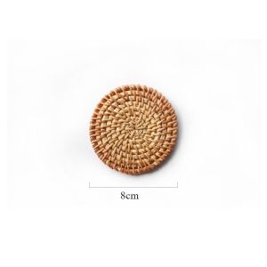 Placemats Rattan Weave Coaster Round Cup Mat Heat Insulation Placemat Anti-Slip Table Mats Handicraft