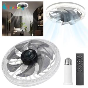 LED Lamp Fan Remote Control Silent Electric Fan with Light 3 Colors Dimmable 4 Speeds for Living Room Study Room Kitchen