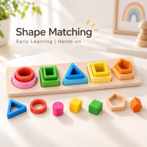 Wooden Shape Matching Puzzle Toy Color Shape Sorting Blocks Educational Montessori Toy For Boys Girls