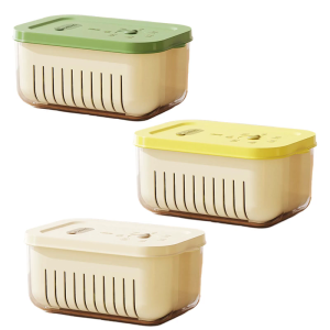 Innovative Timer Refrigerator Sealed Box for Organizing Fruits Vegetables Fridge Organizer with Drain Basket