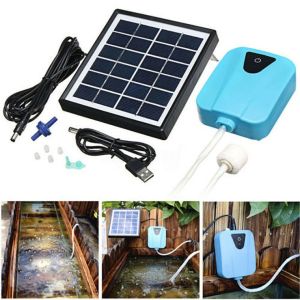 [Delivery Within 72H]Special for fishing and fish culture Solar Powered/DC Charging Oxygenator Water Oxygen Pump Pond Aerator with 1 Air Stone Aquarium Airpump 2L/min Oxygenation Fishing Oxygenation Equipment Fishing Inflatable Fish Culture