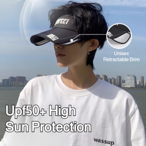 Quick Dry Outdoor Sun Hat Anti-UV Large Retractable Brim Empty Top Casual Portable Beach Cap