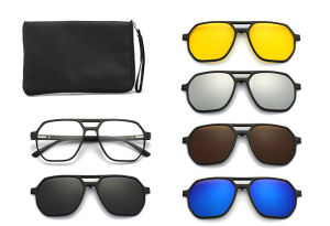 Large frame double beam polarized night vision sunglasses