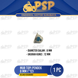 Mur Topi Pendek 8mm K12 (Harga Per 1 PC) - Mor Mur Ring Baut Baud Flange Fleng Pleng Topi Cap Pendek