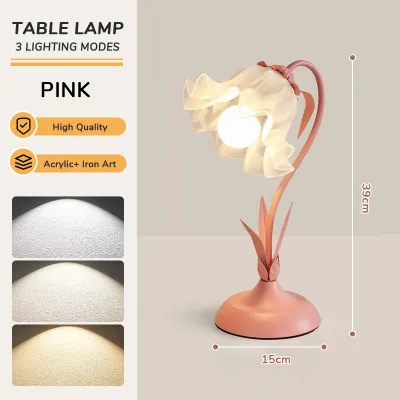 GiftDeal Flower Desk Lamp Tri Color Bedroom Night Light Simple European Style Table Lamp for Study Living Room Desktop