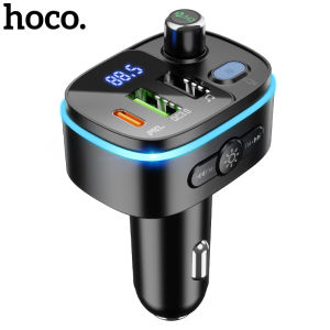 Hoco 100% original E62 Bluetooth5.0 Car Kit Handsfree FM Transmitter MP3 Music PlayerDual USB Car Charger PD20W QC3.0 With Display LED