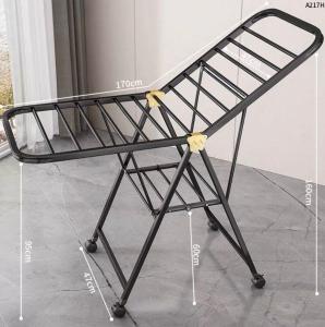RC-Global 2026 Black Foldable Clothes Drying Rack Stainless Steel Dual-Wing with Wheels