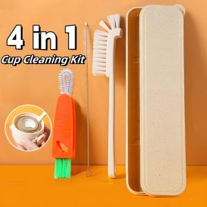 4In1 Baby Bottle Brush Bottle Cleaner Thermos Cup Tumblers Crevice/Straw Cleaning Brush With Box Kit