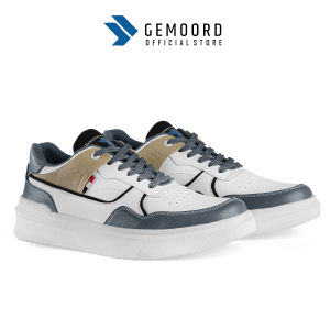 Gemoord Sneakers Pria Sporty Warna Abu Cream Motif Geometris Ukuran EU:44.5