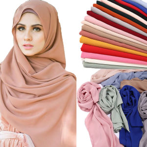 Jifang Women Plain Crinkle Wrinkle Pleated Bubble Chiffon Muslim Hijabs Shawls Headscarf Malaysian Turban Scarf 30 Colors WJ288