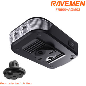 RAVEMEN FR500 Bike Headlight For Garmin Wahoo XOSS IGPSPORT Magene GPS Rechargeable Bicycle Front Lamp With AGM03 Gopro Adapter