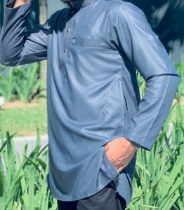 Baju Kurta Dewasa / Baju Raya / Baju Melayu / KURTA LELAKI BERKOLAR LENGAN PANJANG COTTON / POCKET