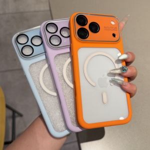 Luxury Shockproof Glass Camera Lens Protectio Case For iPhone 17 16 15 Pro Max Plus For Magsafe Clear Acrylic Color Bumper Cover