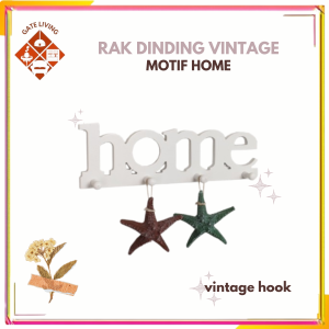 Rak Hambalan Dinding Motif HOME Gantungan Kunci Serbaguna