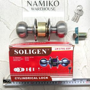 Handle pegangan Kunci pintu kamar mandi Bulat Stainless SOLIGEN SUS304