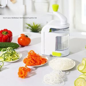 ZYJC MALL Manual Hand Crank Potato Roll Slicer Adjustable Thickness Vertical Vegetable Cutter Multifunctional Anti-slip Base Mandoline Slicer Kitchen Gadget