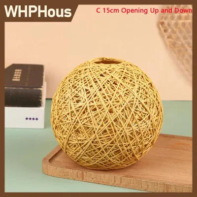 WHPHous Woven Pendant Light Shade Lamp Cover Chandelier Lamp Shade Lantern Basket Rattan Lampshade for Hotel Dining Room Restaurant