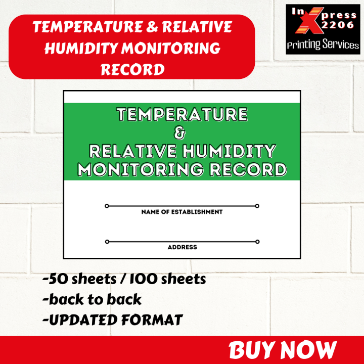 TEMPERATURE AND RELATIVE HUMIDITY MONITORING RECORD | Lazada PH