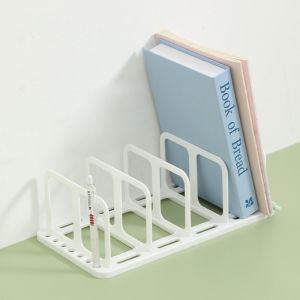 PLORAB 4 Grid Bookends Plastic Display Desk Bookshelf Self-assembly Magazine Divider Book Stand Bookshelf