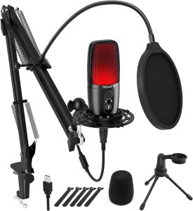 TECURS USB Microphone Condenser PC Microphone Kit for Computer Streaming Mic with Adjustable Boom Arm GamingMicrophone for Podcast Twitch YouTube PS4 PS5