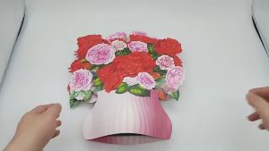 New 3D Rose and carnation Mothers Day Valentines Day bouquet pop-up greeting card Mothers Day gift