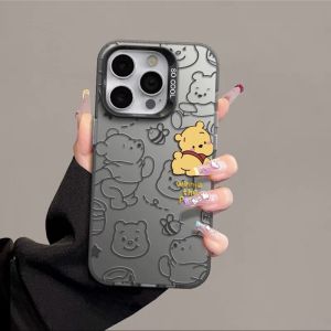 เคส Redmi Note 12 13 Pro 5G เคส Redmi Note 12 13 Pro Plus 5G วินนี่เดอะพูห์เคสกันกระแทกและหมี Lotso เคสเคลือบแข็งกระดุมกล่องโลหะชุบหรูหราสำหรับผู้หญิงและผู้ชาย